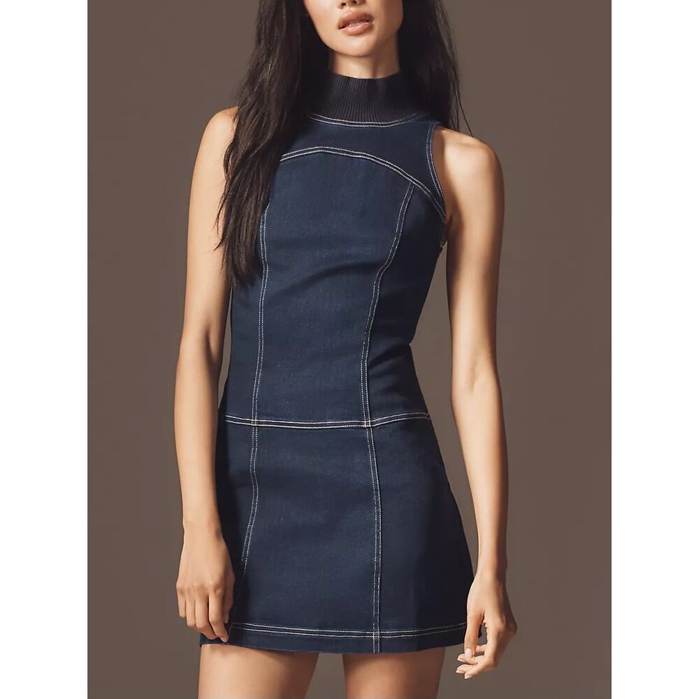 Pilcro Mock-Neck Denim Mini Dress sz Medium